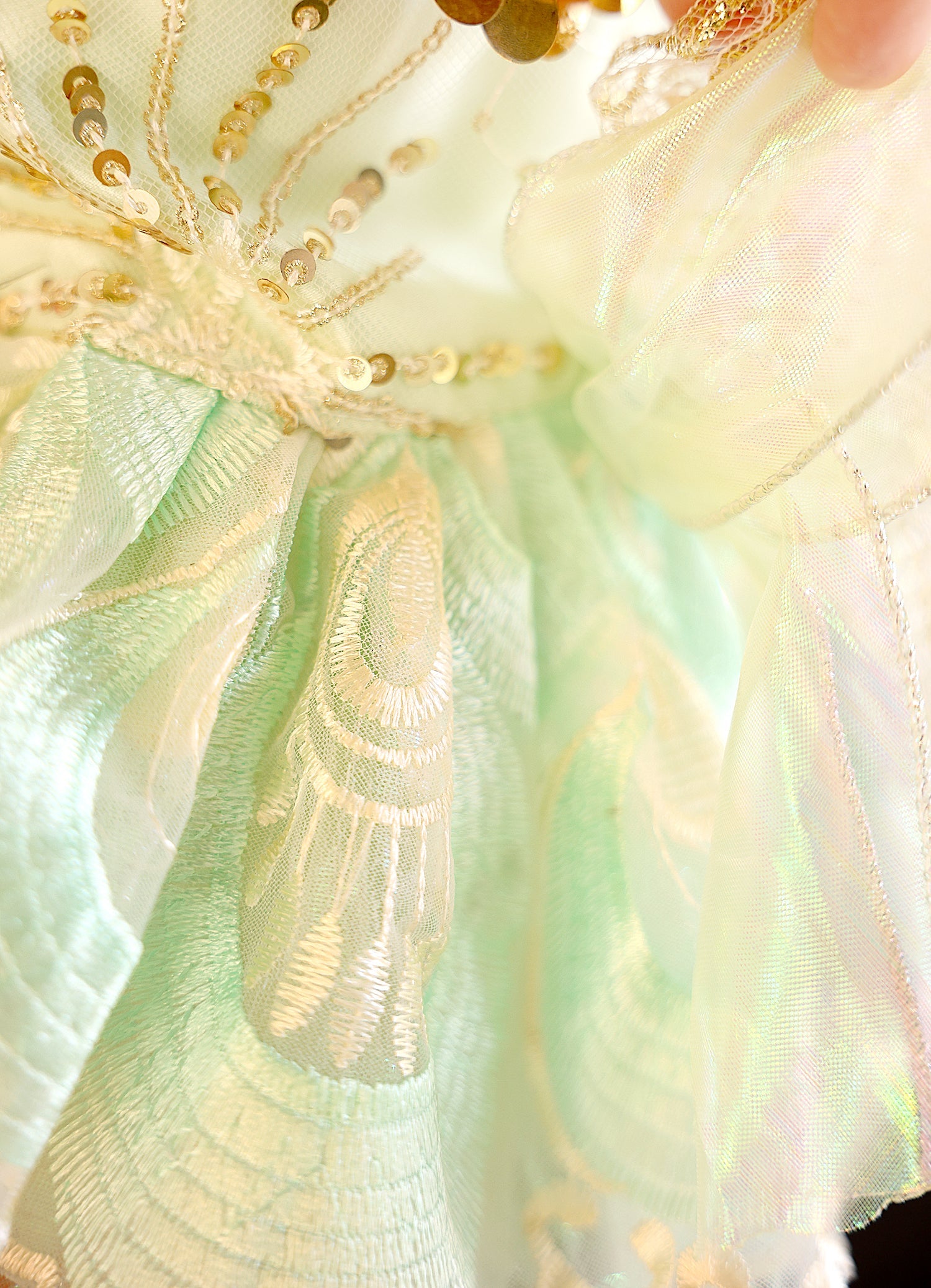 Dog Dress Green Luxe Sequin Princess