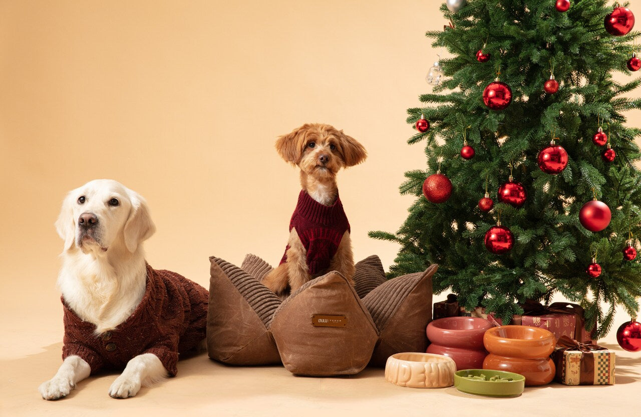 OULU X PEHOM - CUDDLE PET PILLOW BED- Navy Blue / Olive Green / Canyon Brown - FurryTails Haven