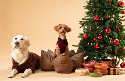 OULU X PEHOM - CUDDLE PET PILLOW BED- Navy Blue / Olive Green / Canyon Brown - FurryTails Haven