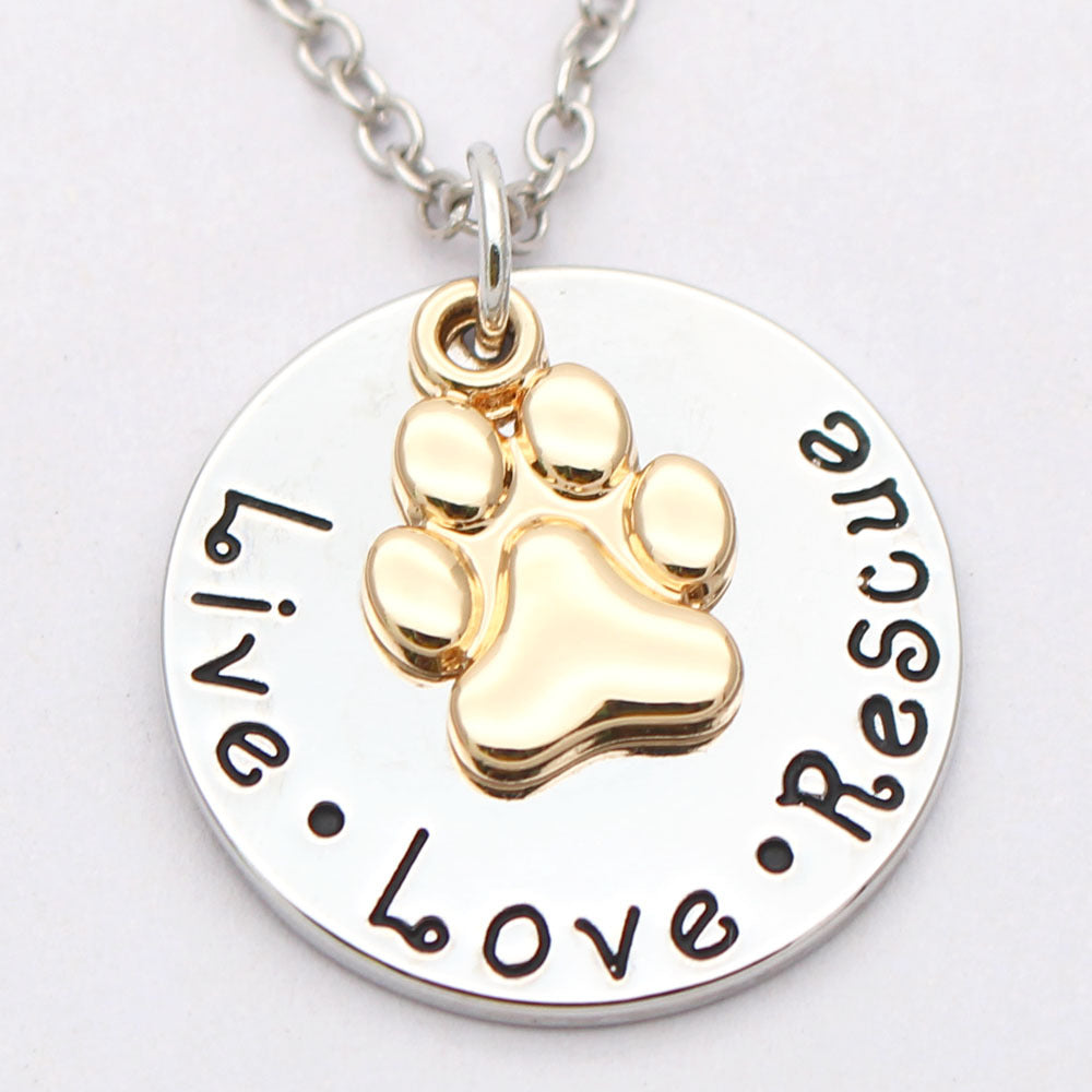 Pet Lover Dog Paw Necklace or Keychain "Live · Love · Rescue" - FurryTails Haven