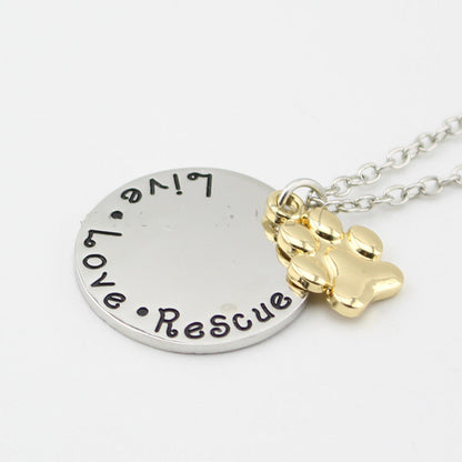 Pet Lover Dog Paw Necklace or Keychain "Live · Love · Rescue" - FurryTails Haven