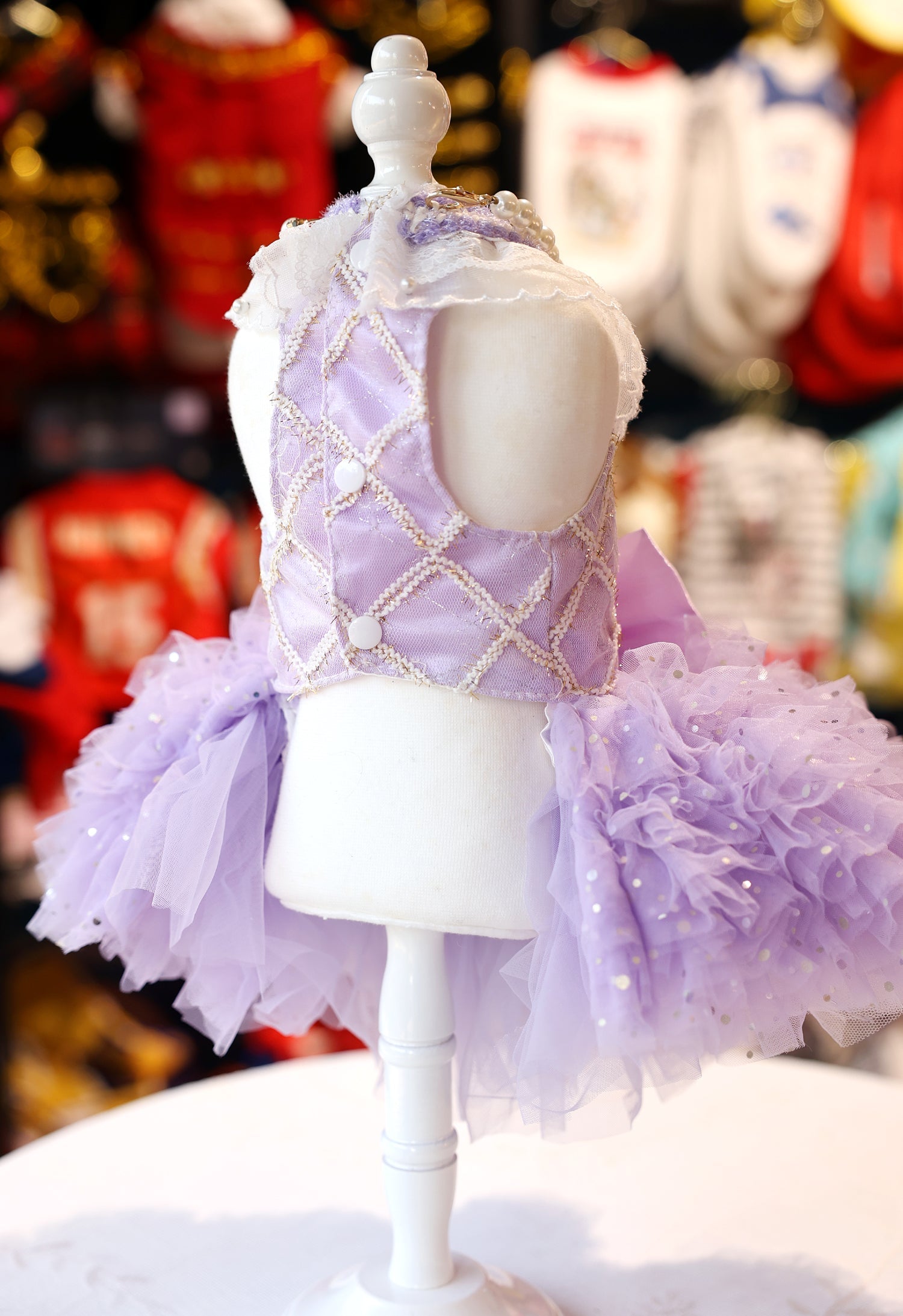 Fairy Princess Dog Dress – Luxury Tutu Pet Wedding Gown Purple