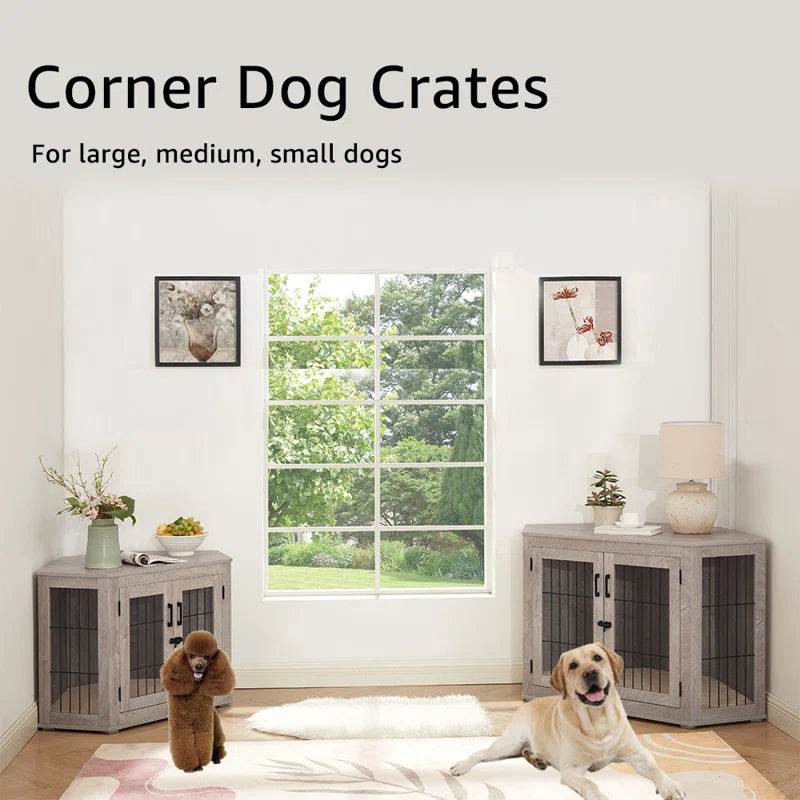Dereham Furniture Corner Dog Crate with Cushion - FurryTails Haven