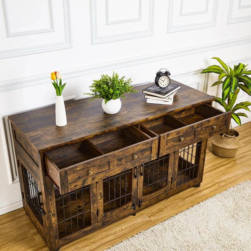 Dog Crate Furniture with Openable Partition - FurryTails Haven