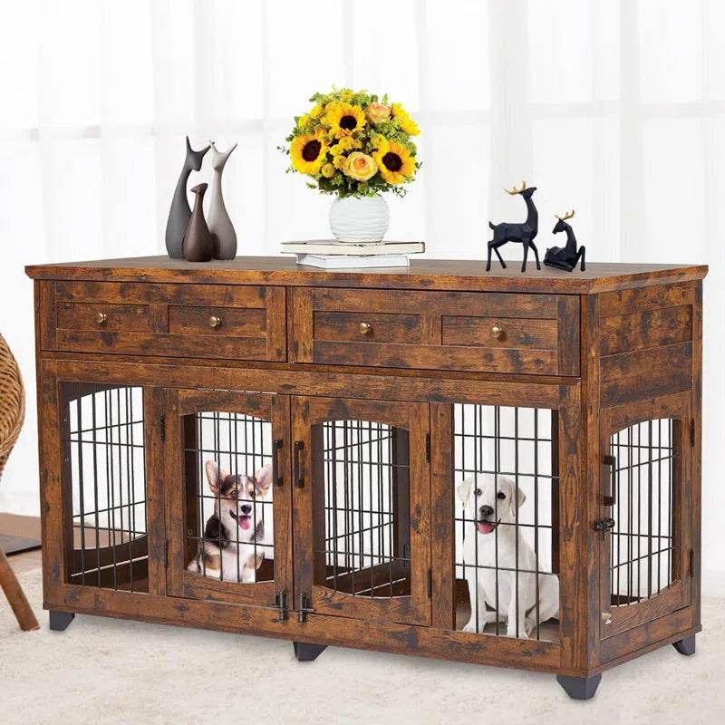Dog Crate Furniture with Openable Partition - FurryTails Haven