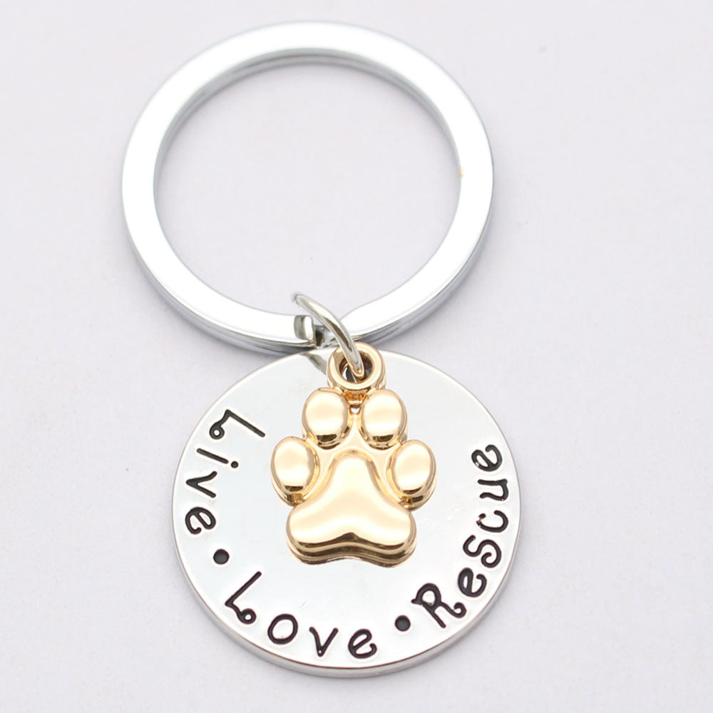 Pet Lover Dog Paw Necklace or Keychain "Live · Love · Rescue" - FurryTails Haven