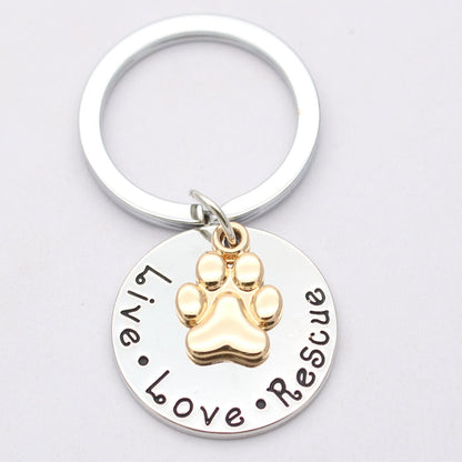 Pet Lover Dog Paw Necklace or Keychain "Live · Love · Rescue" - FurryTails Haven