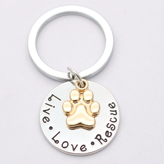 Pet Lover Dog Paw Necklace or Keychain "Live · Love · Rescue" - FurryTails Haven