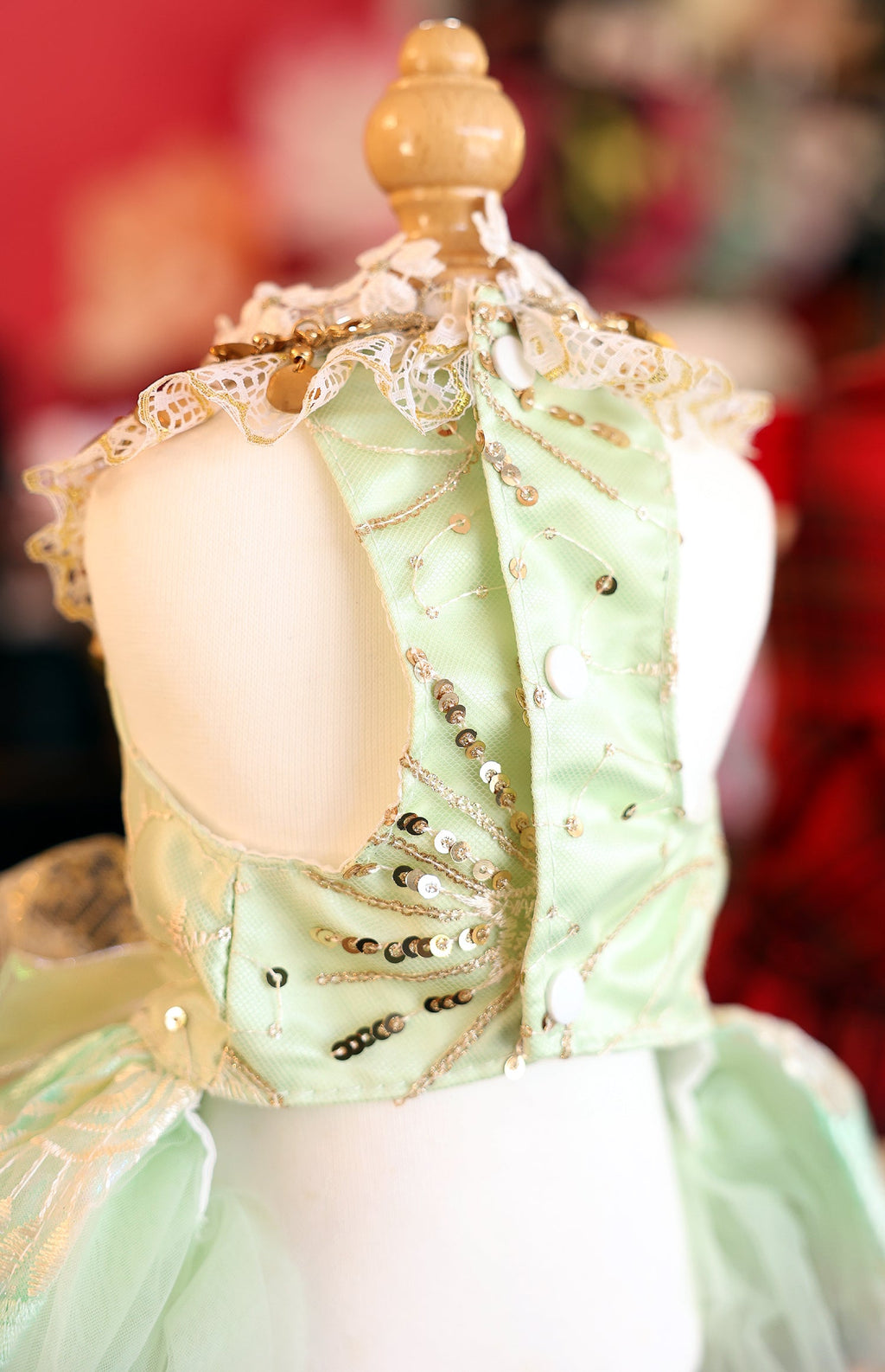 Dog Dress Green Luxe Sequin Princess