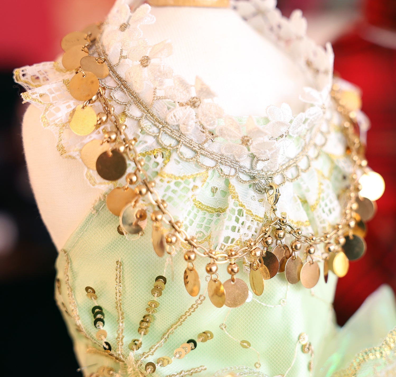 Dog Dress Green Luxe Sequin Princess