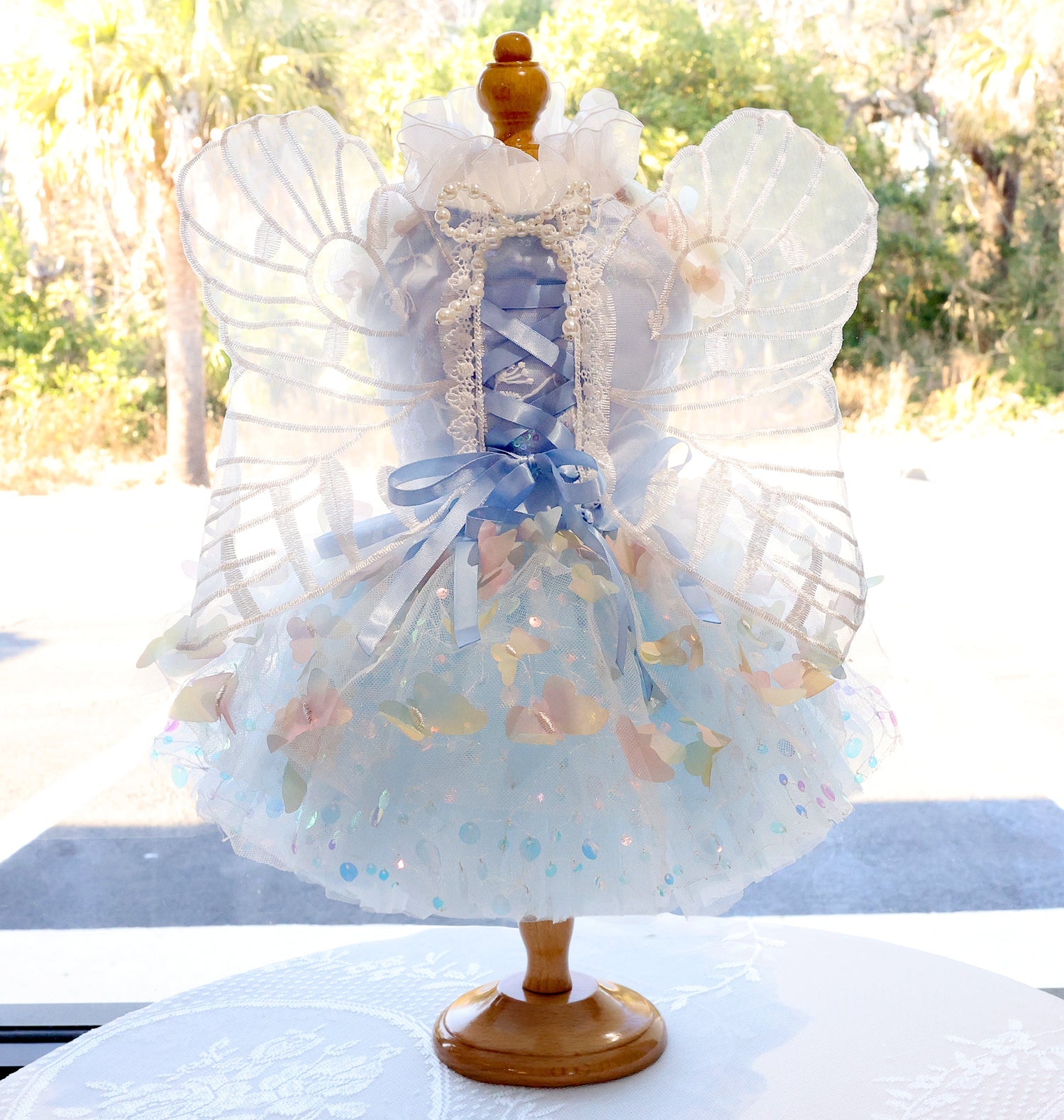 Butterfly Fairy Dog Dress with Wings – Luxury Tulle Pet Princess Outfit