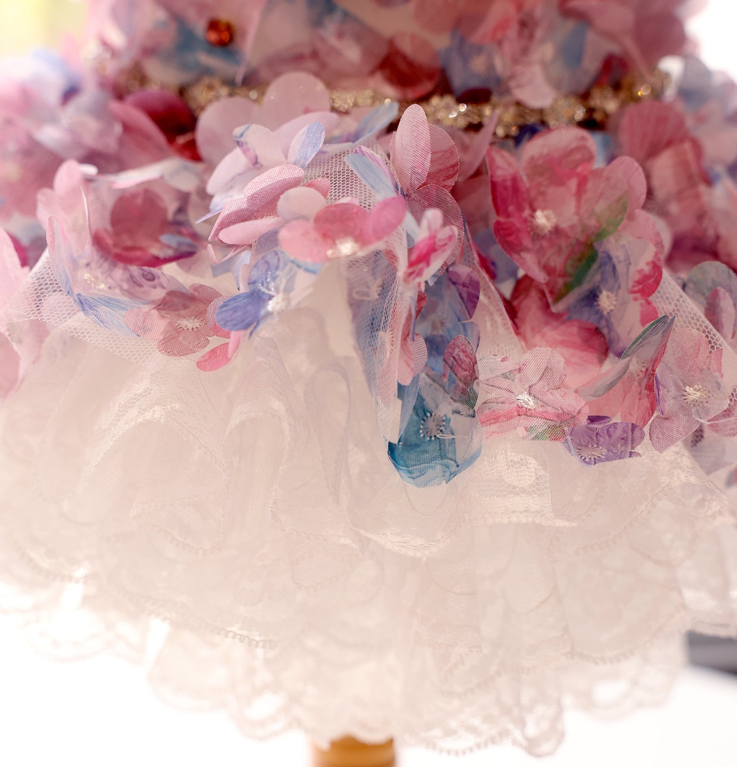 Pastel Floral Pet Dress with Pearl Collar & Lace Tutu - Party Outfit