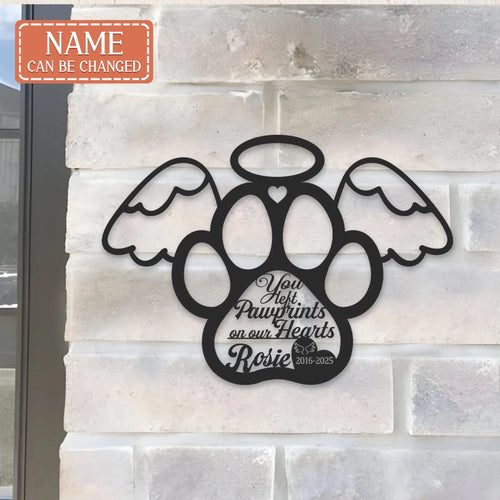 Personalized Memorial Dog Metal Sign - Memorial Gift Idea For Dog Lover - You Left Pawprints On Our Hearts