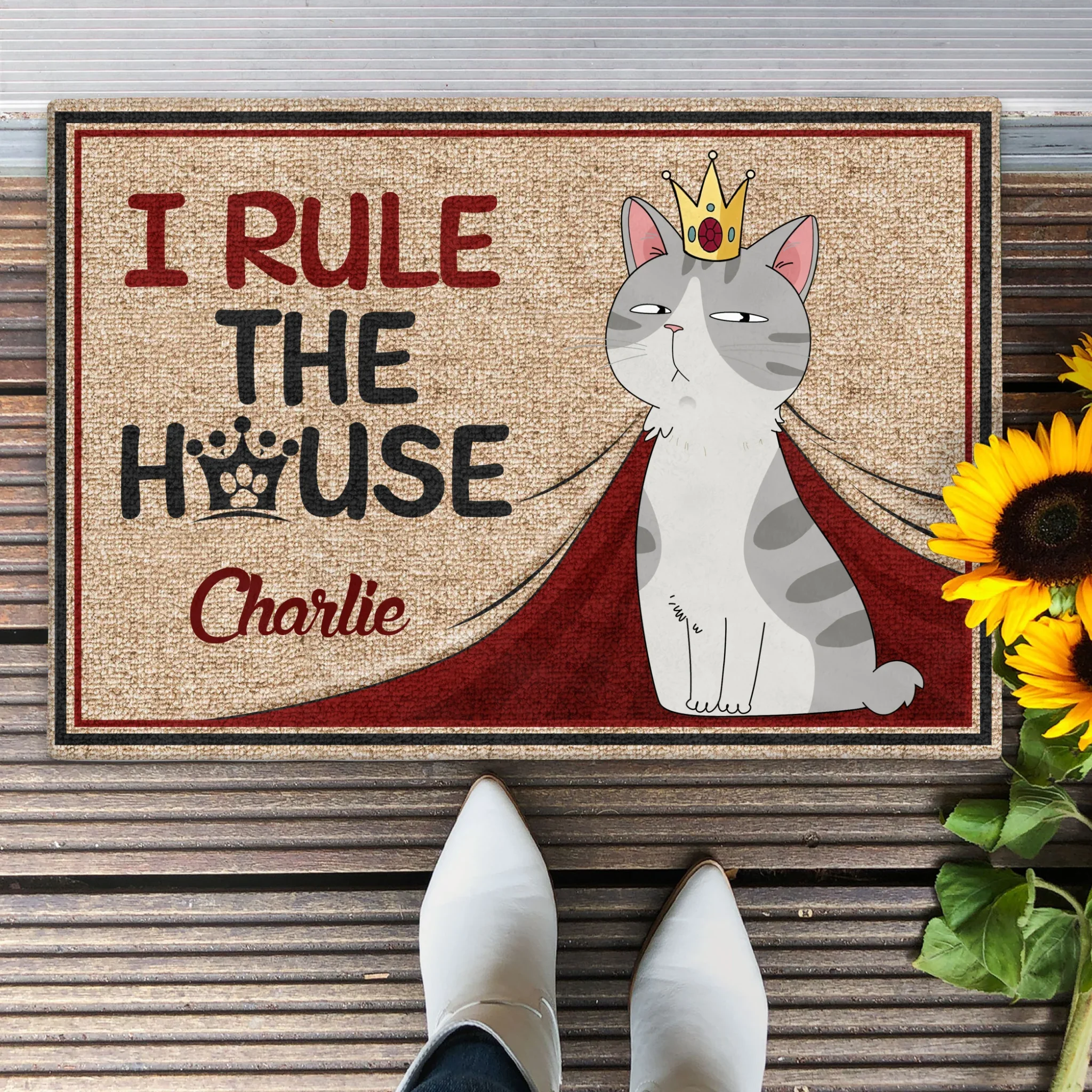 Personalized Cat Doormat - Gift Idea For Cat Lover - I Rule The House