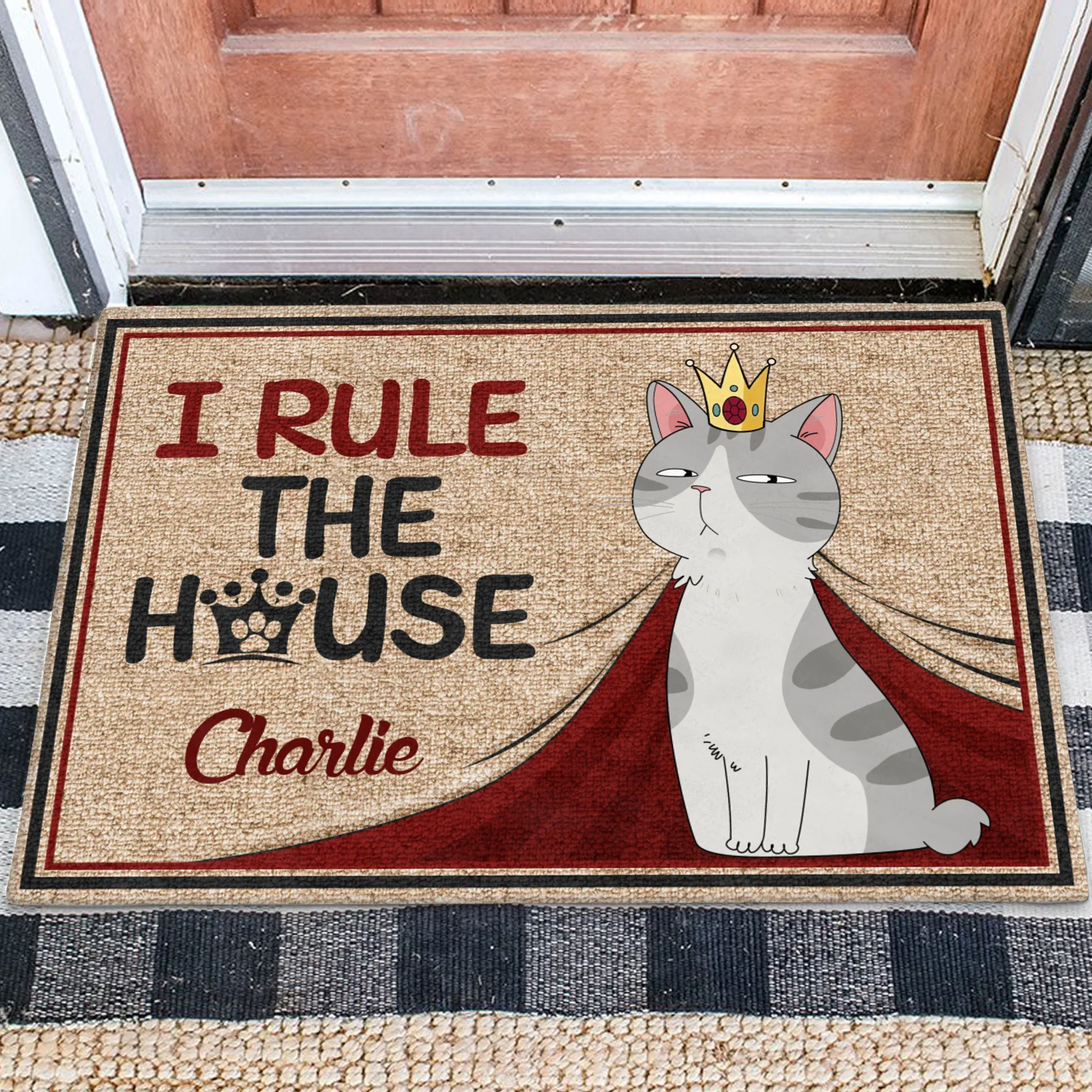 Personalized Cat Doormat - Gift Idea For Cat Lover - I Rule The House