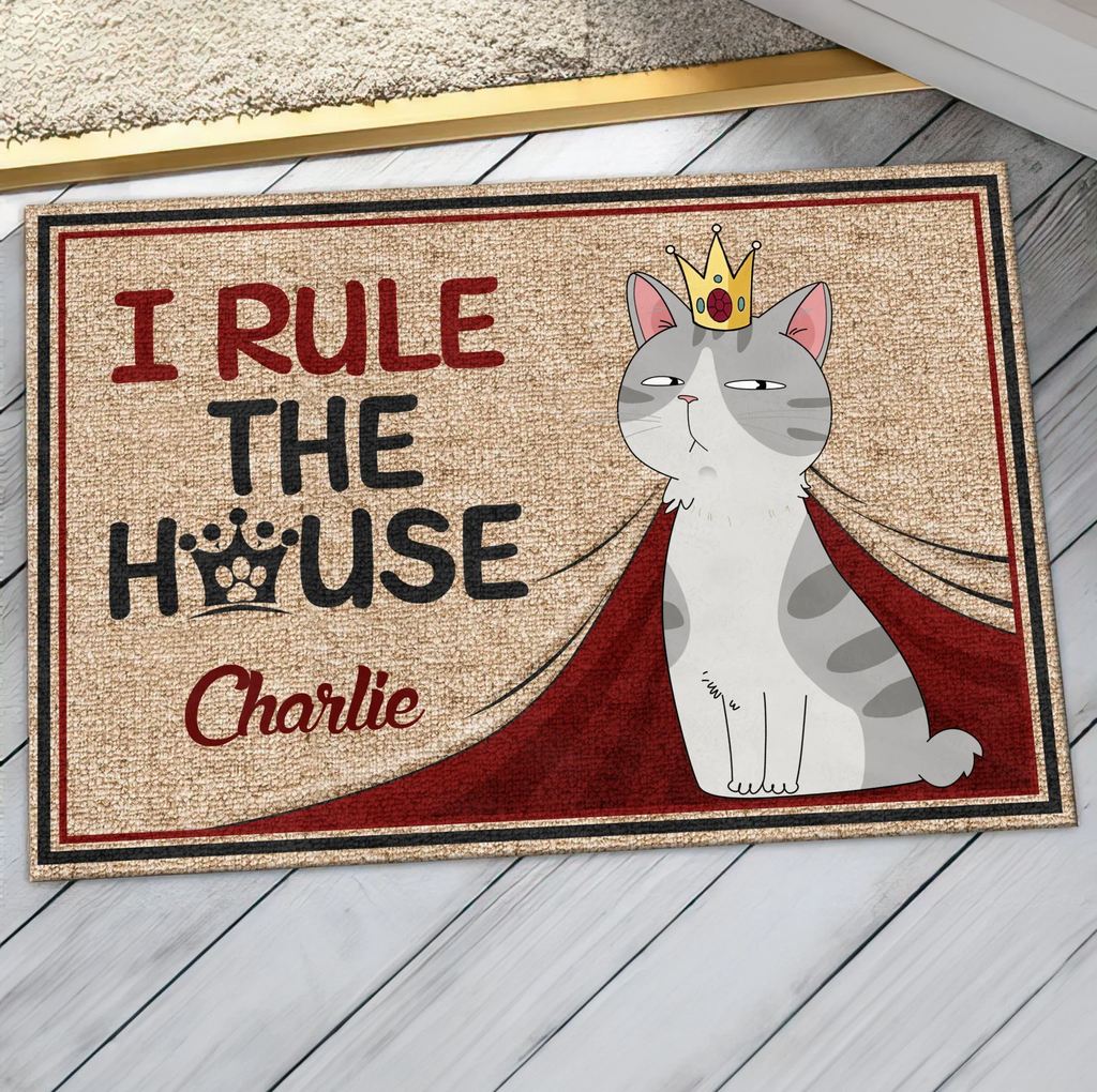 Personalized Cat Doormat - Gift Idea For Cat Lover - I Rule The House