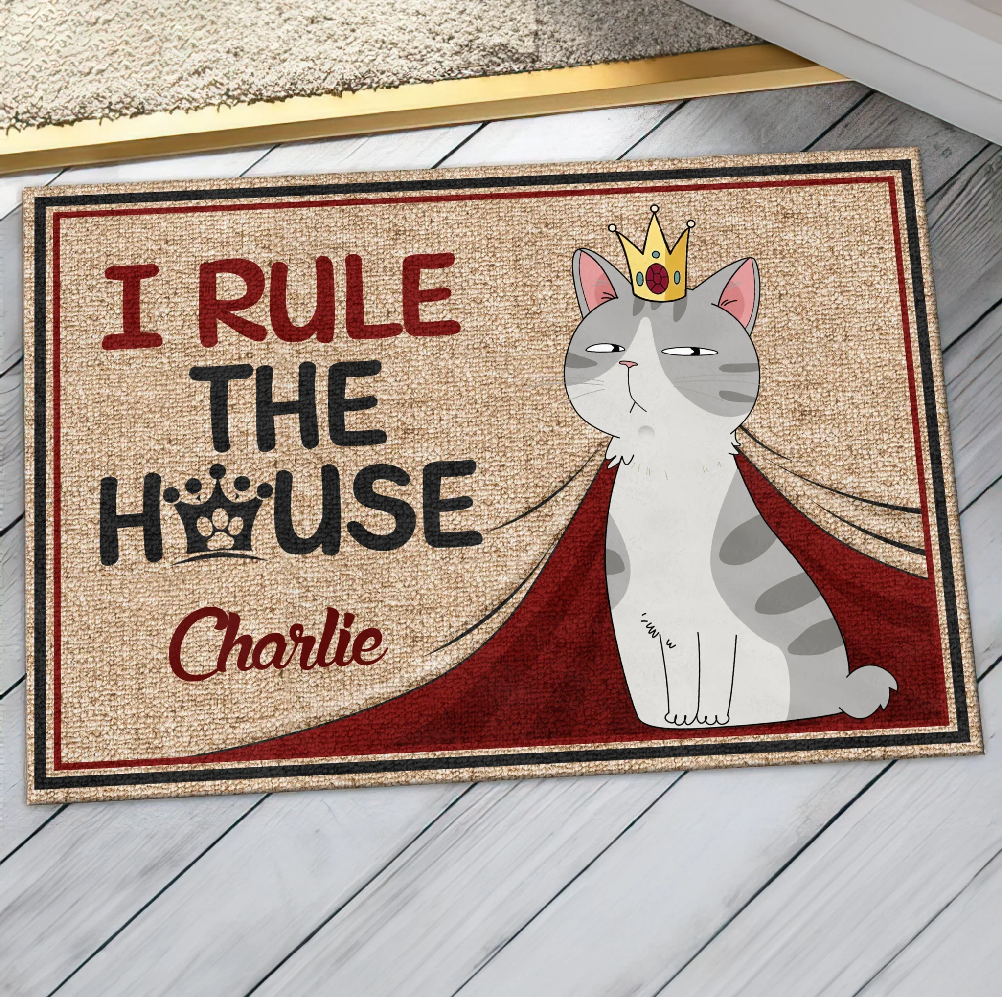 Personalized Cat Doormat - Gift Idea For Cat Lover - I Rule The House