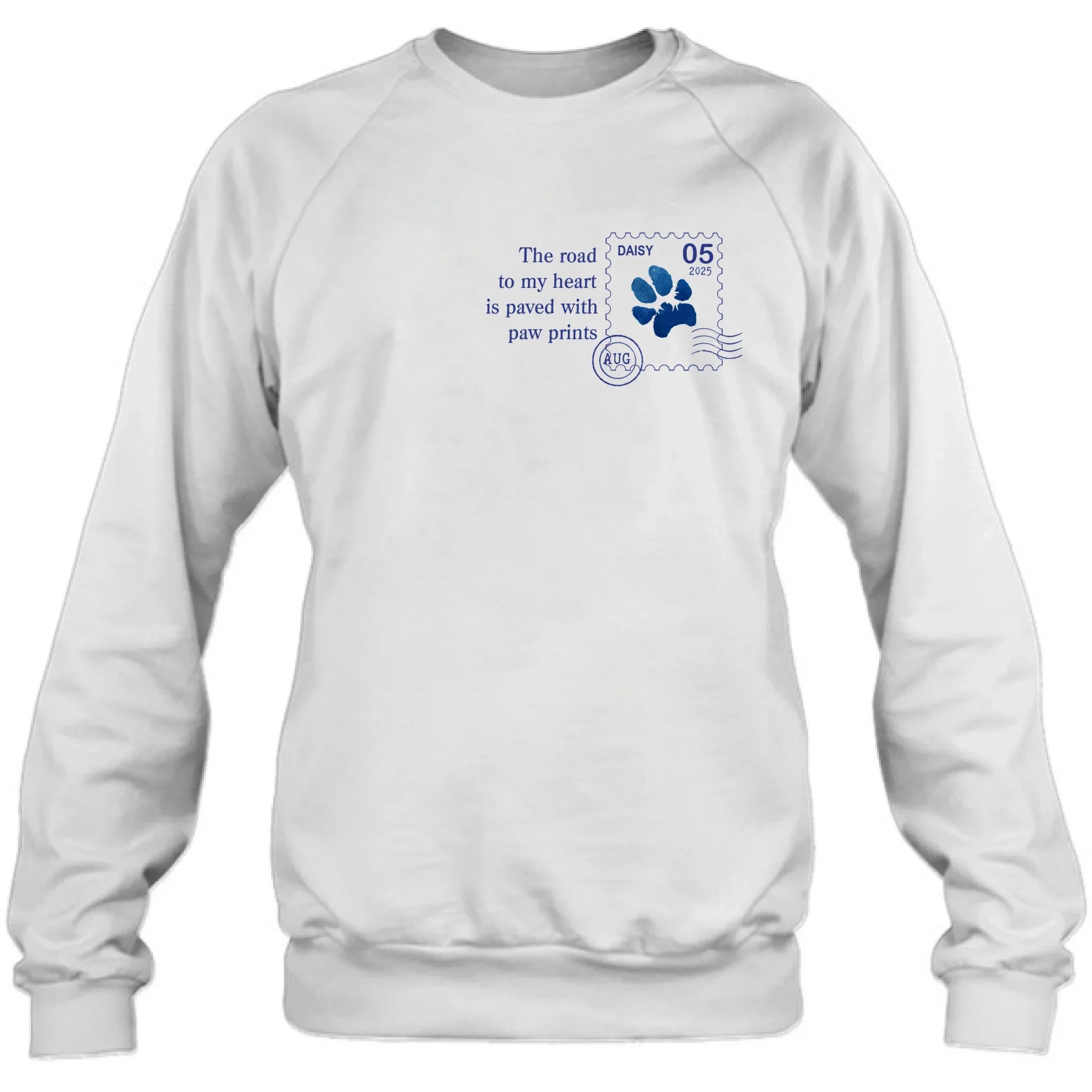 Personalized Memorial Pet Stamp Sticker Design T-shirt/Long Sleeve/Sweatshirt/Hoodie - Memorial Gift Idea For Dog Lover - The Road To My Heart Is Paved With Paw Prints