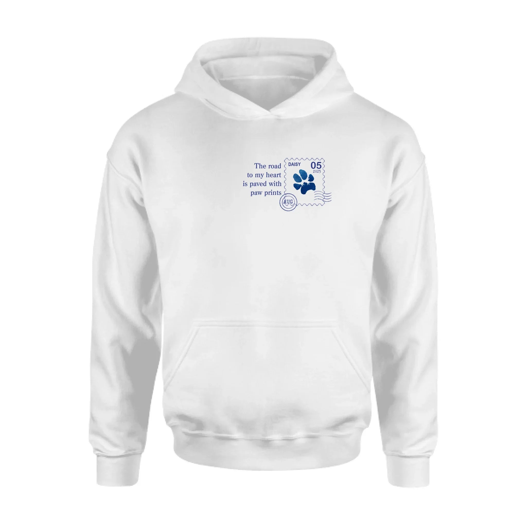 Personalized Memorial Pet Stamp Sticker Design T-shirt/Long Sleeve/Sweatshirt/Hoodie - Memorial Gift Idea For Dog Lover - The Road To My Heart Is Paved With Paw Prints