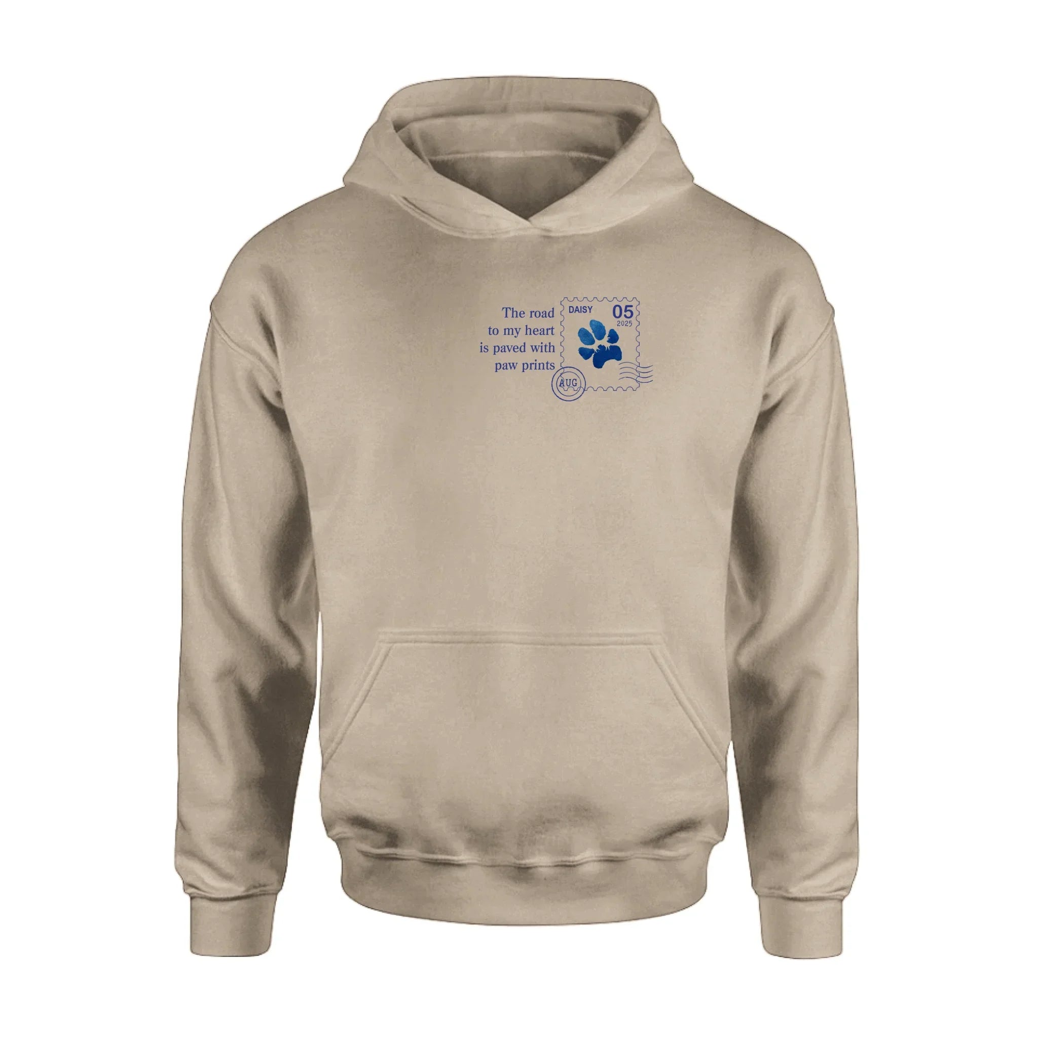 Personalized Memorial Pet Stamp Sticker Design T-shirt/Long Sleeve/Sweatshirt/Hoodie - Memorial Gift Idea For Dog Lover - The Road To My Heart Is Paved With Paw Prints