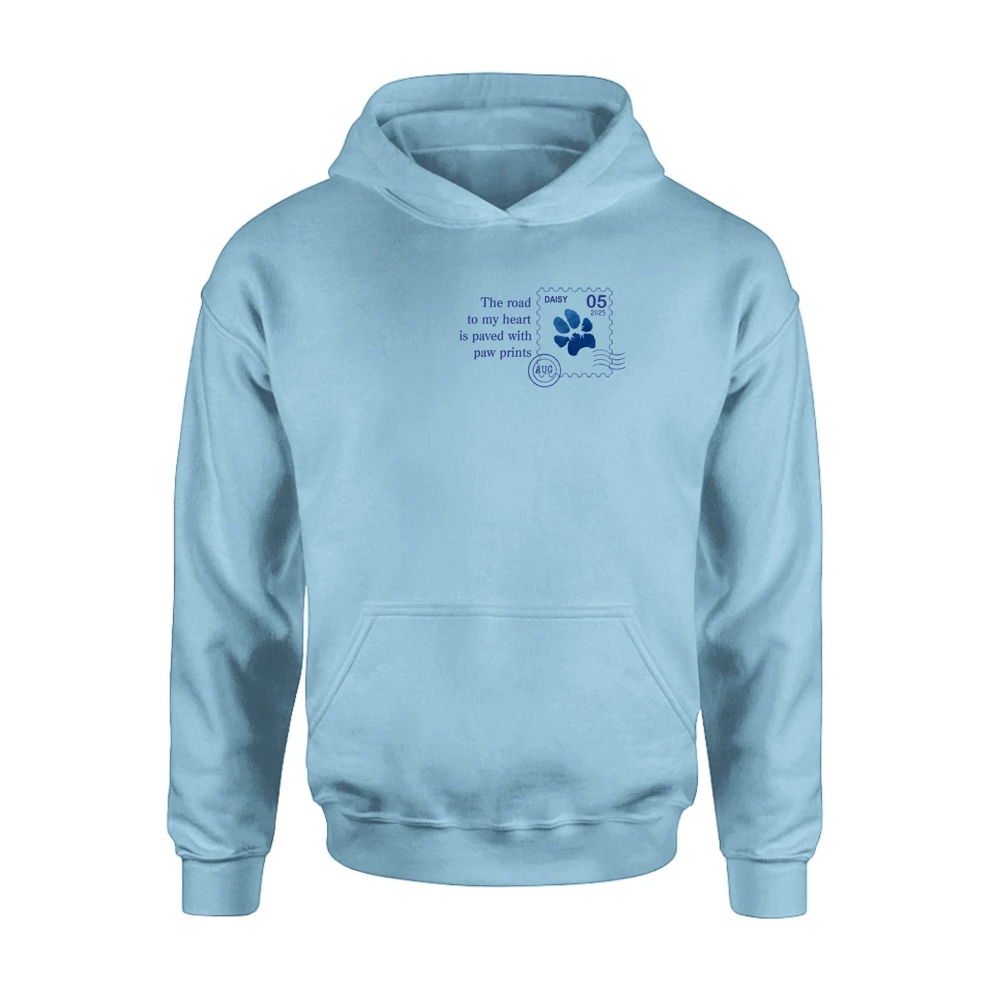 Personalized Memorial Pet Stamp Sticker Design T-shirt/Long Sleeve/Sweatshirt/Hoodie - Memorial Gift Idea For Dog Lover - The Road To My Heart Is Paved With Paw Prints