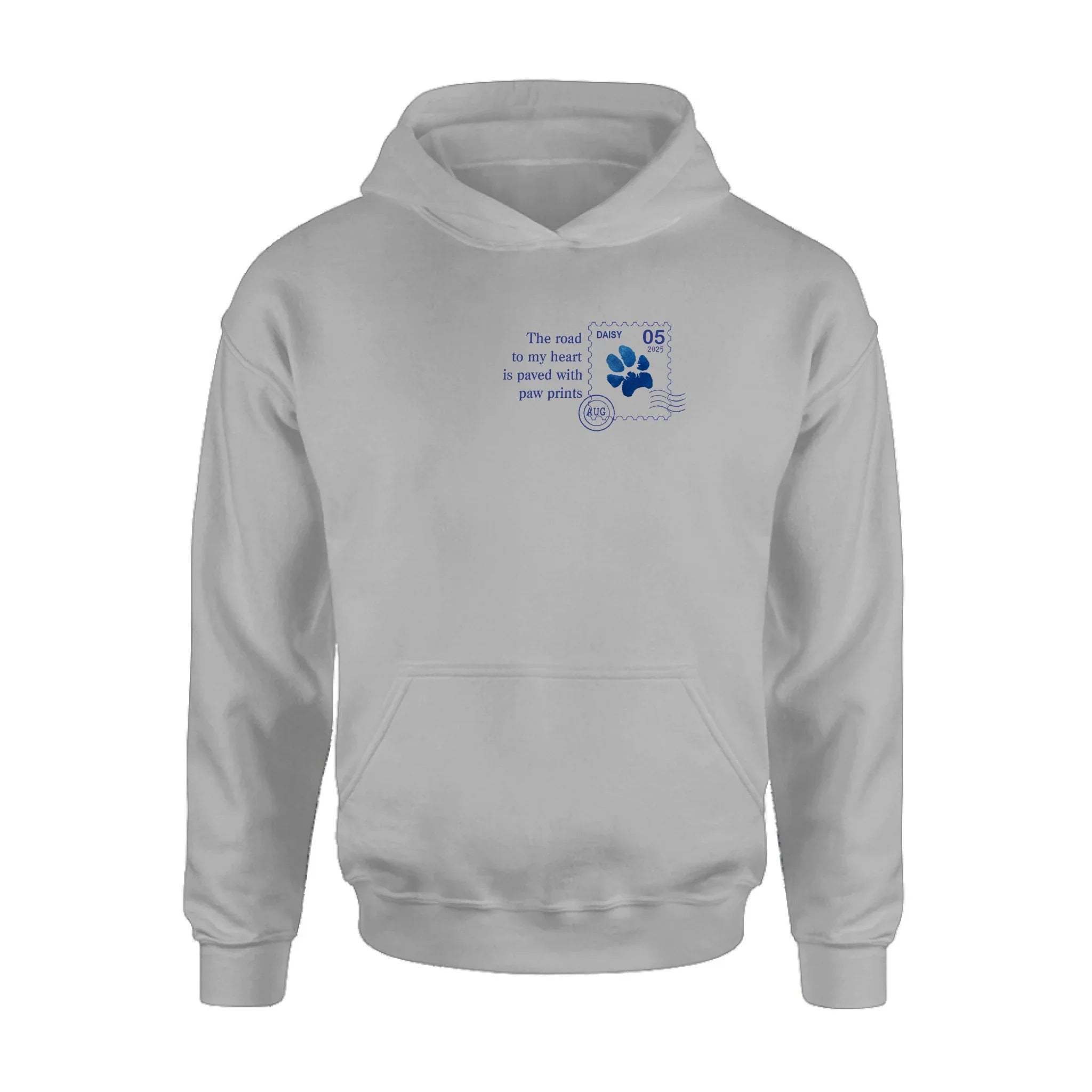 Personalized Memorial Pet Stamp Sticker Design T-shirt/Long Sleeve/Sweatshirt/Hoodie - Memorial Gift Idea For Dog Lover - The Road To My Heart Is Paved With Paw Prints