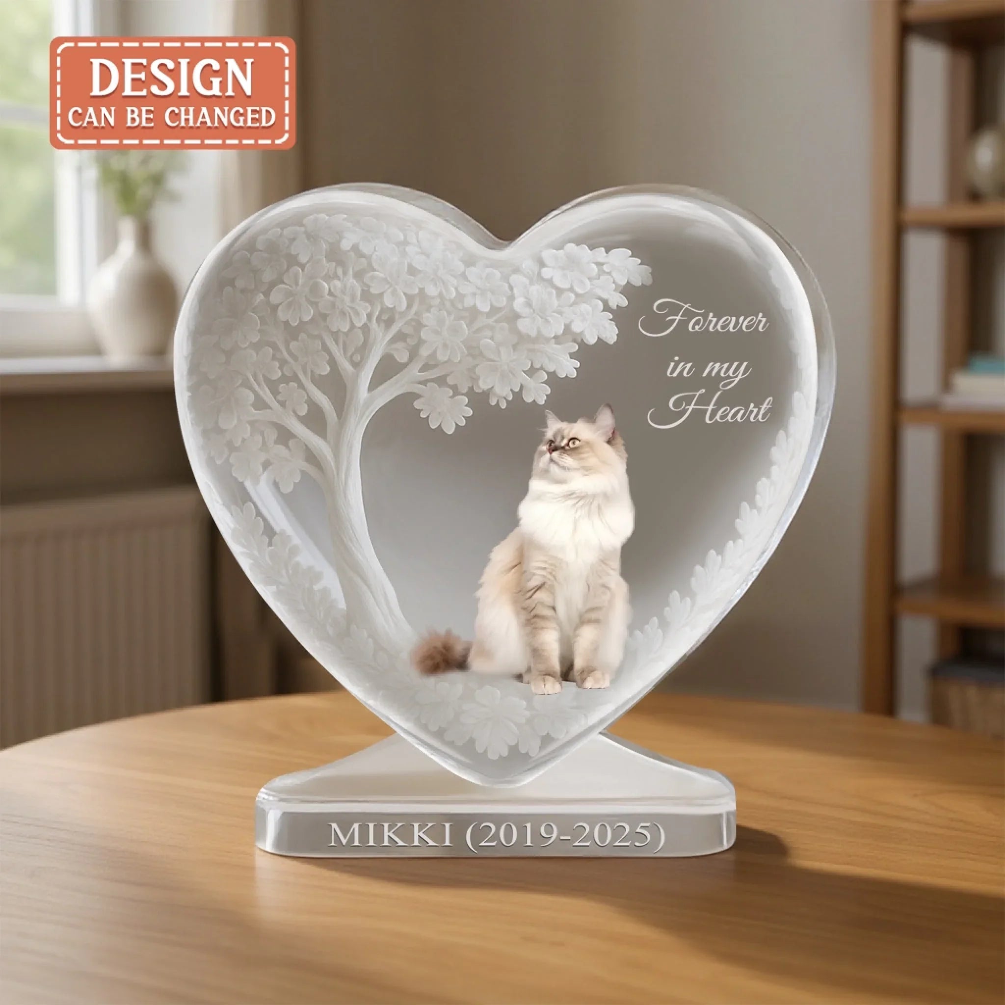Personalized Memorial Cat Acrylic Plaque - Memorial Gift Idea For Cat Owner - Forever In My Heart