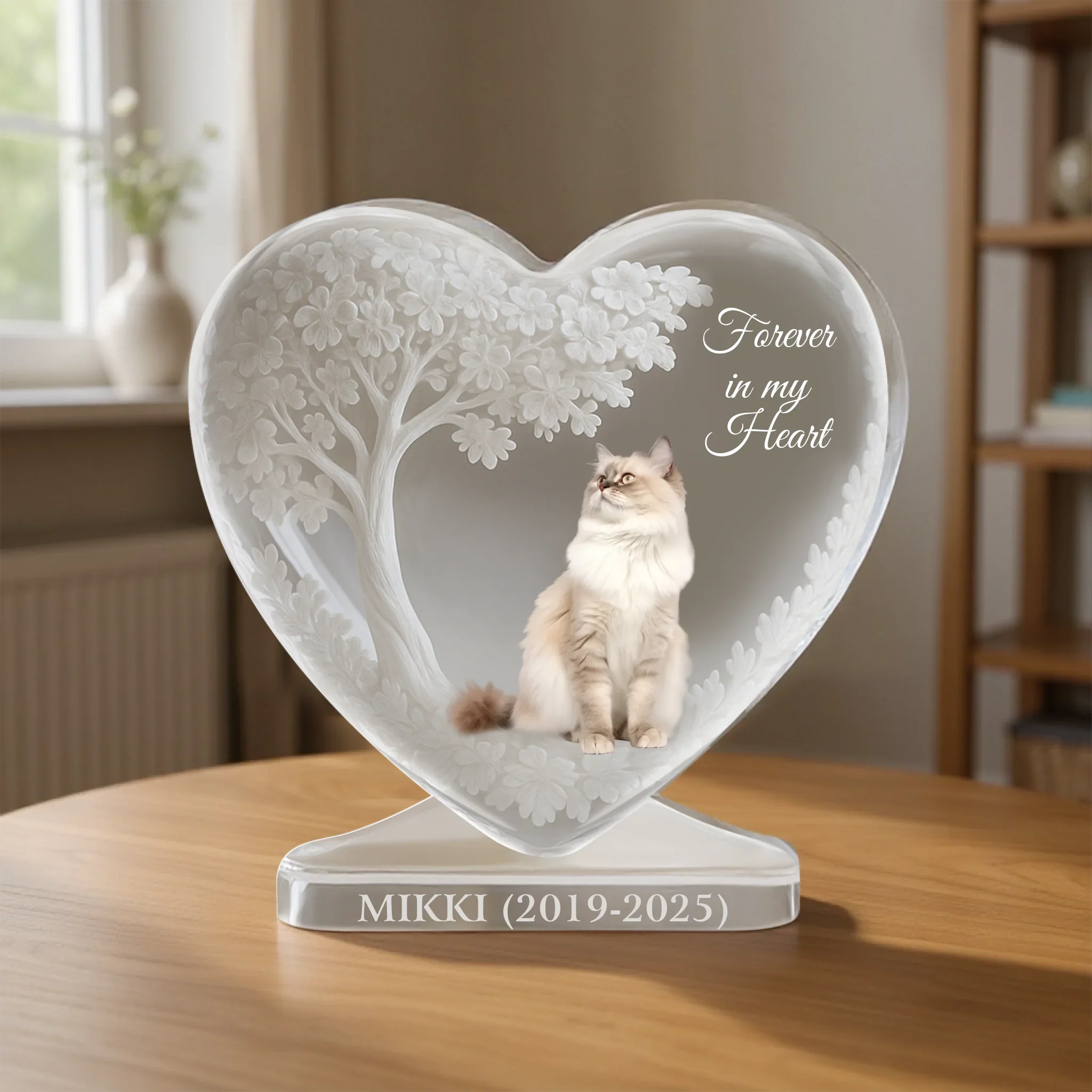 Personalized Memorial Cat Acrylic Plaque - Memorial Gift Idea For Cat Owner - Forever In My Heart