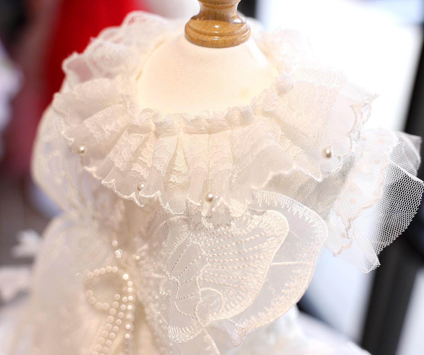 Dog Dress White Butterfly Lace Wedding