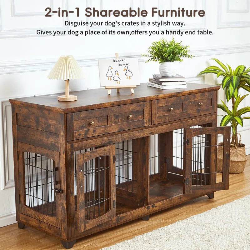 Dog Crate Furniture with Openable Partition - FurryTails Haven