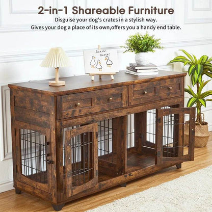Dog Crate Furniture with Openable Partition - FurryTails Haven