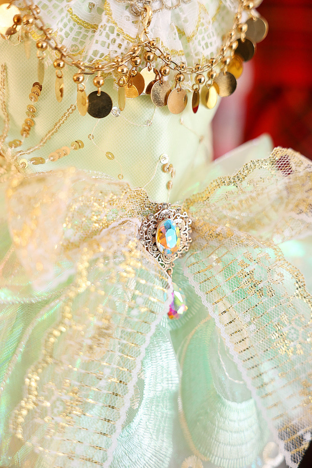 Dog Dress Green Luxe Sequin Princess