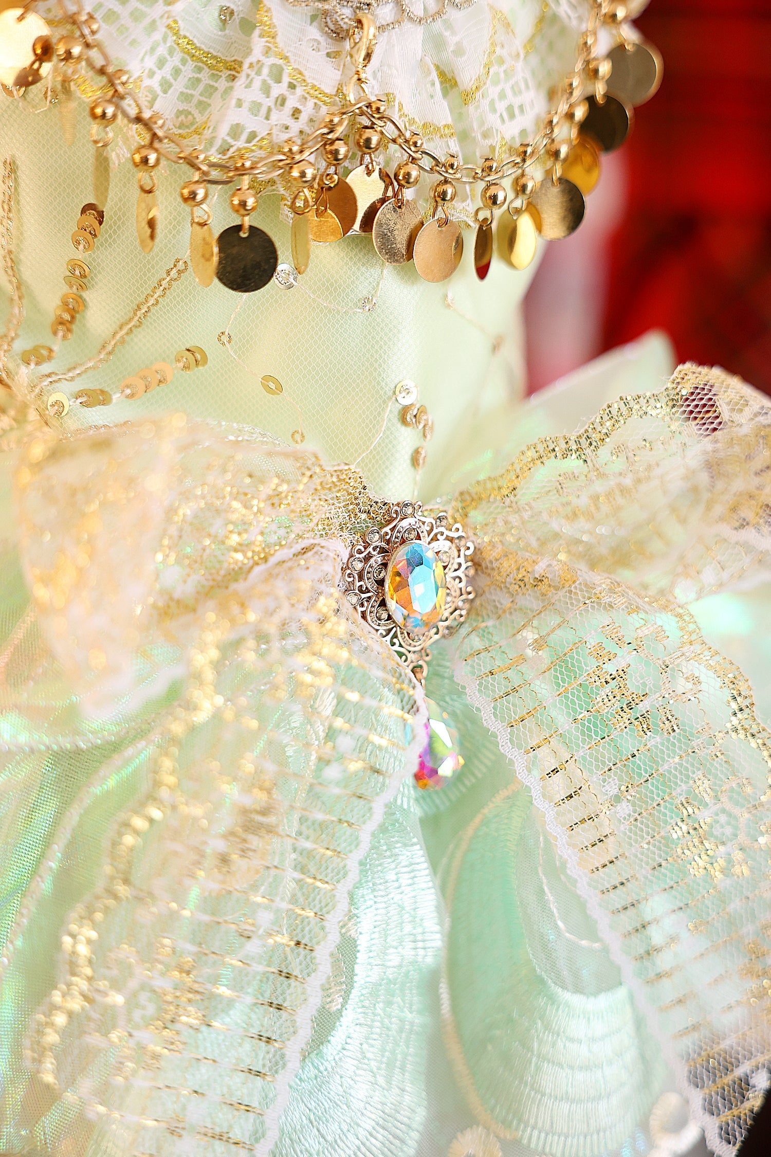 Dog Dress Green Luxe Sequin Princess