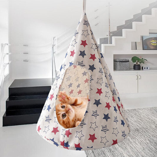 Pet Hammock With Printing Hanging for Kitten, Cat, Puppy and Dog - FurryTails Haven