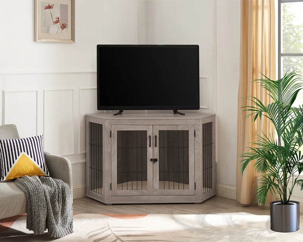 Dereham Furniture Corner Dog Crate with Cushion - FurryTails Haven