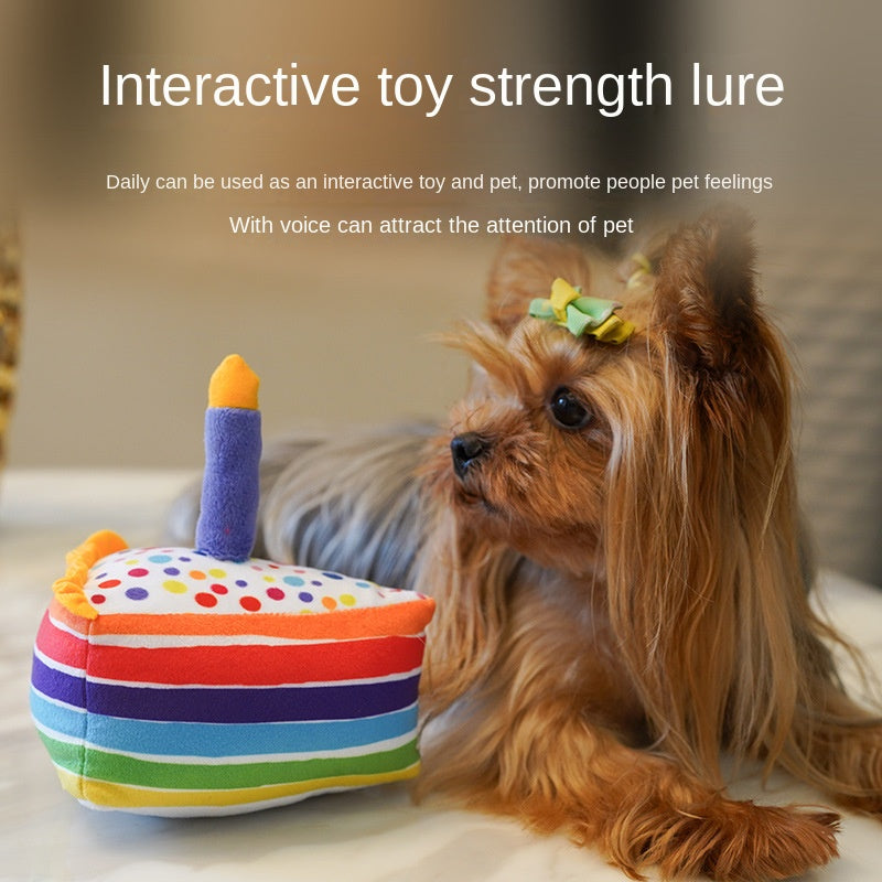 Pet Toy Birthday Cake Celebration Play Doll for Dogs with Sound and Chew Function Small Cake