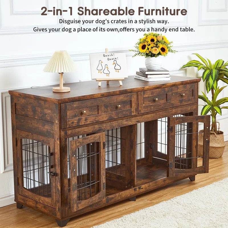Dog Crate Furniture with Openable Partition - FurryTails Haven