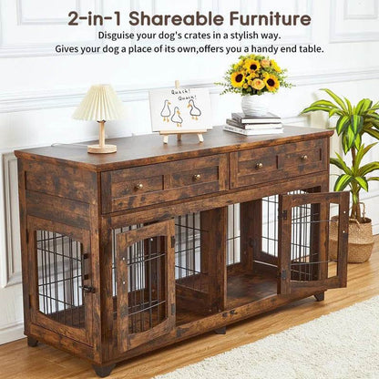 Dog Crate Furniture with Openable Partition - FurryTails Haven