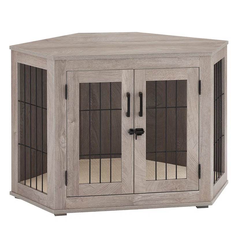 Dereham Furniture Corner Dog Crate with Cushion - FurryTails Haven