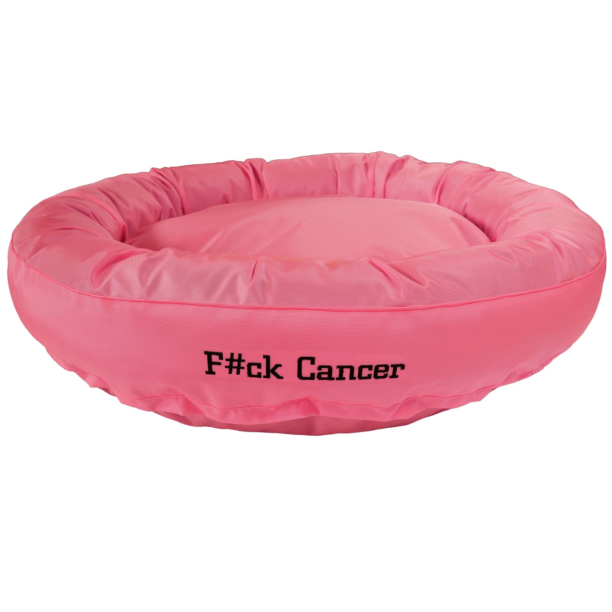 Dog Bed - Round Bolstered Armor™ 'F#ck Cancer' - FurryTails Haven