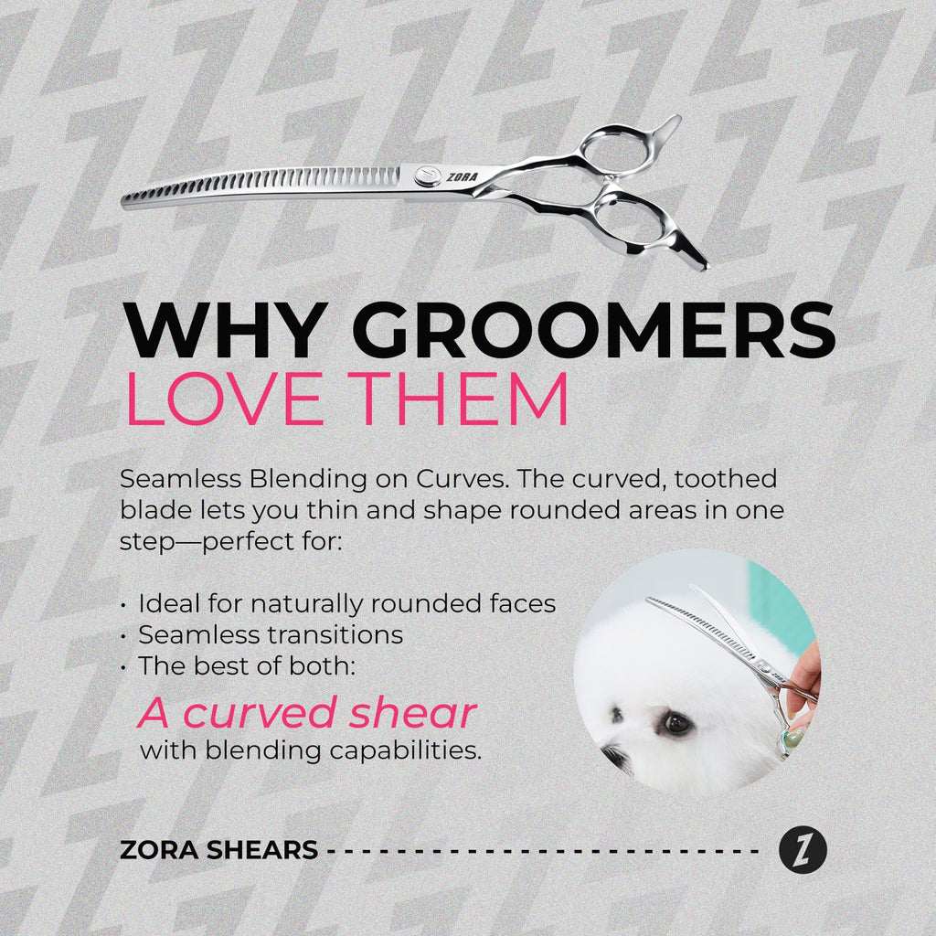 Zora Pet Grooming Curved Blender Shear - Model A-7533C