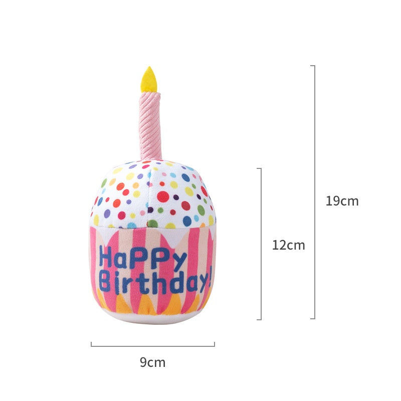 Pet Toy Birthday Cake Celebration Play Doll for Dogs with Sound and Chew Function Small Cake