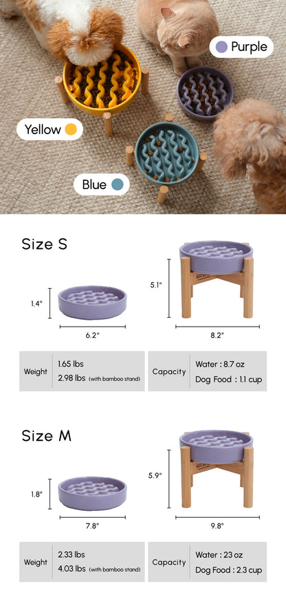 [Macaroni] Slow Feeder Dog Bowls - Yellow / Frozen Blue / Purple - FurryTails Haven