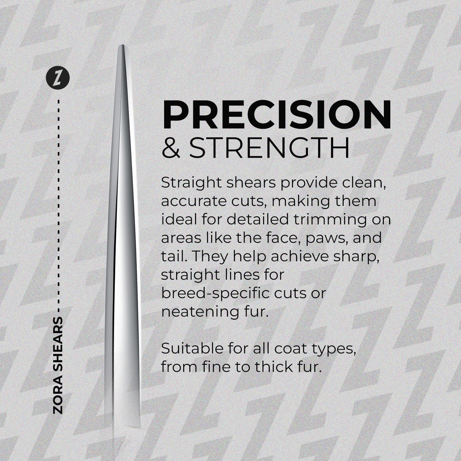 Zora Pet Grooming Shear - Straighter Model A | 7.5" 8"