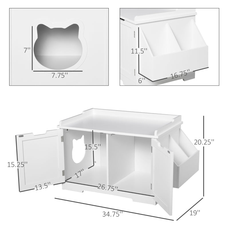 Cat Litter Box Nightstand End Table Enclosure - FurryTails Haven