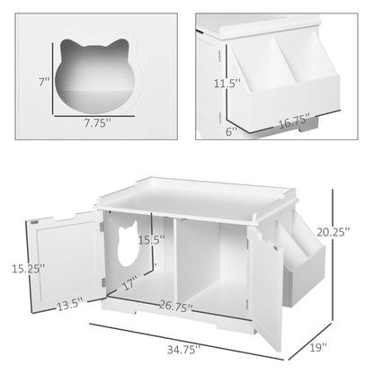Cat Litter Box Nightstand End Table Enclosure - FurryTails Haven