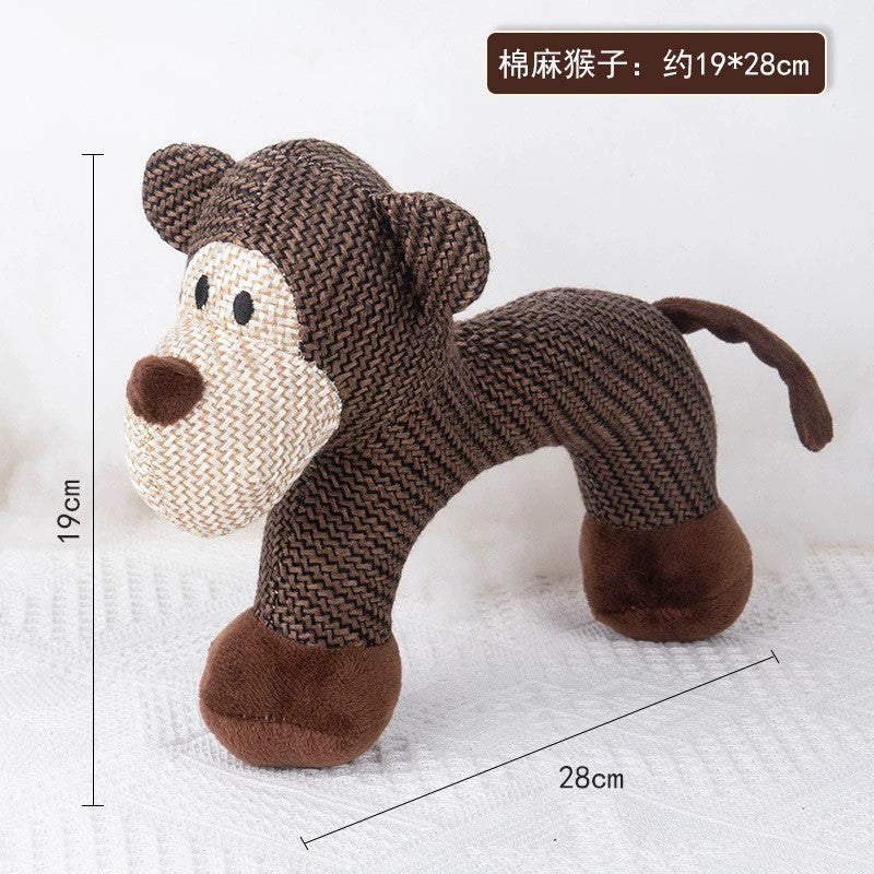 Dog Toy Linen Plush – Durable Squeaky Puppy Chew Toy