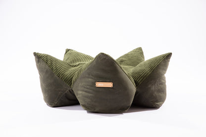 OULU X PEHOM - CUDDLE PET PILLOW BED- Navy Blue / Olive Green / Canyon Brown - FurryTails Haven