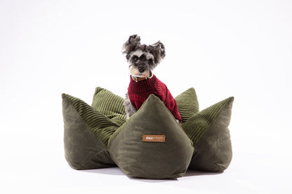 OULU X PEHOM - CUDDLE PET PILLOW BED- Navy Blue / Olive Green / Canyon Brown - FurryTails Haven