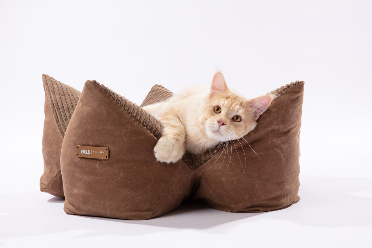 OULU X PEHOM - CUDDLE PET PILLOW BED- Navy Blue / Olive Green / Canyon Brown - FurryTails Haven